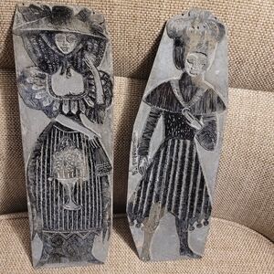 Antique Metal Printing Church Door Finger Plates Set of 2 Signed Medieval 15th C